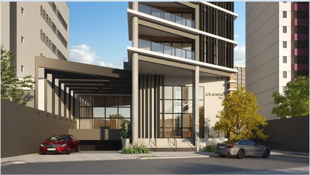 Render da entrada do AES Residence na Rua Castro Alves