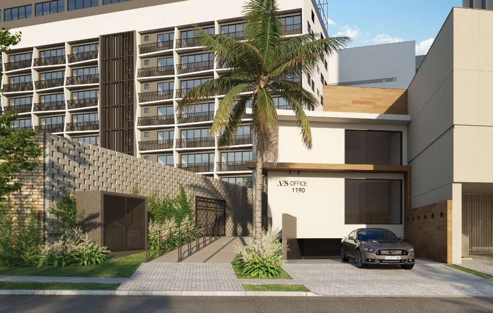 Render do acesso do AES Office na Rua Petit Carneiro